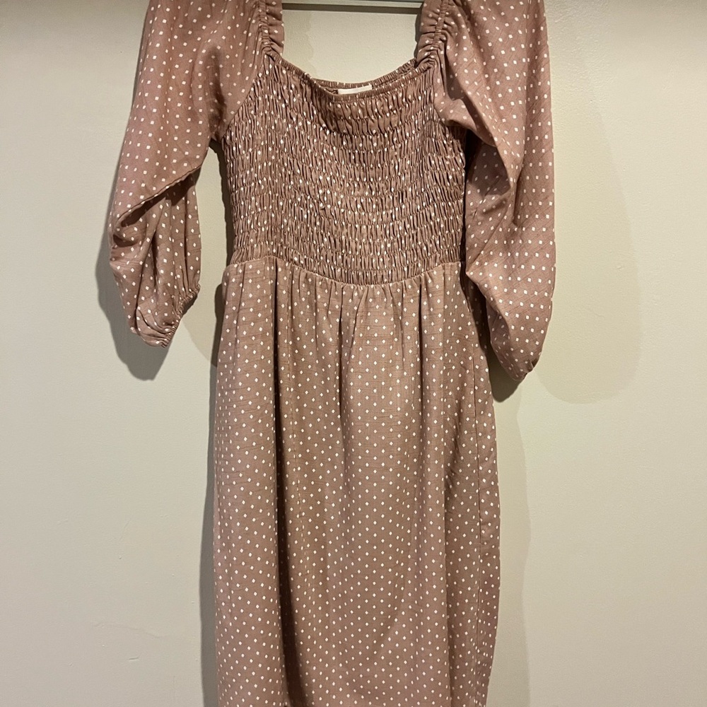 Orange Creek Long Sleeve Polka Dot Dress - Brown